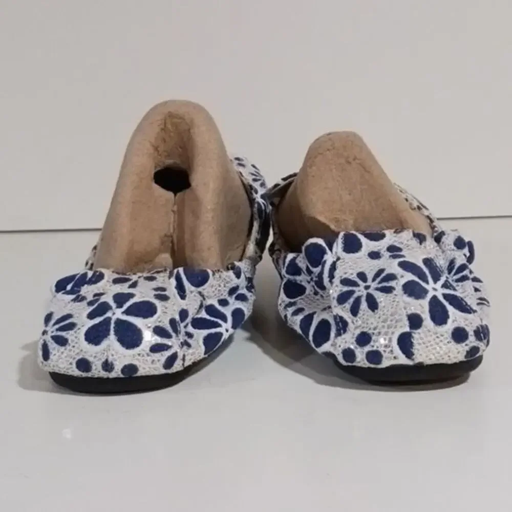 Cocorose London Blue and White Floral Eyelet Foldable shoes 38/39
